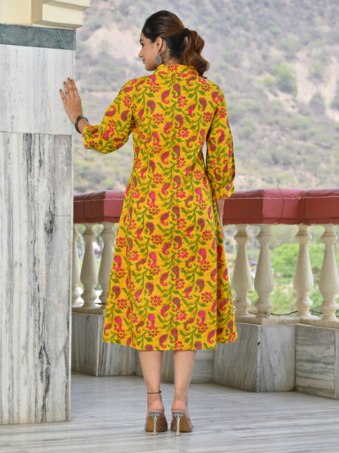 Designer Mustard Yellow Dress